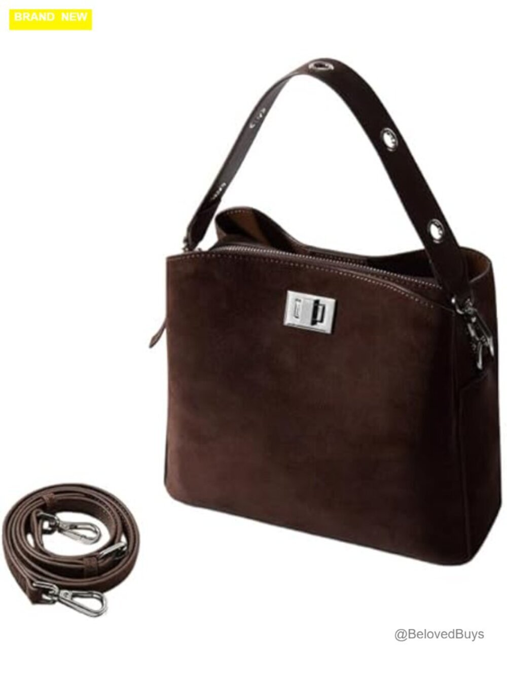 Genuine Leather Suede Hobo Bag Slouchy Shoulder Crossbody Purse